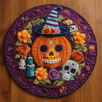 Pumpkin Fiesta Dreams WN1108062CL Quilted Round Mat