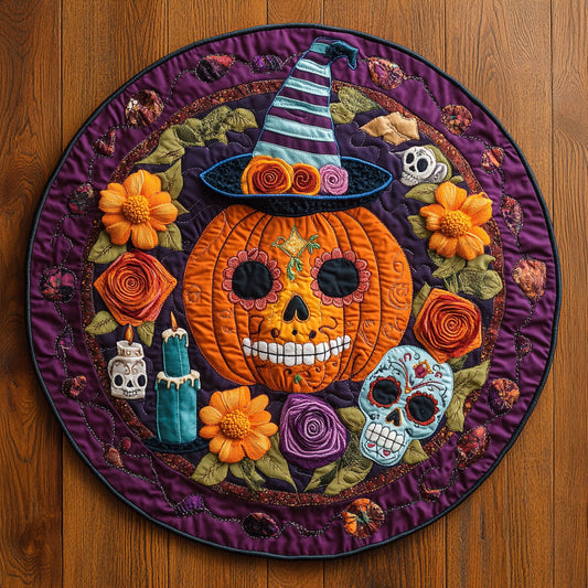 Pumpkin Fiesta Dreams WN1108062CL Quilted Round Mat