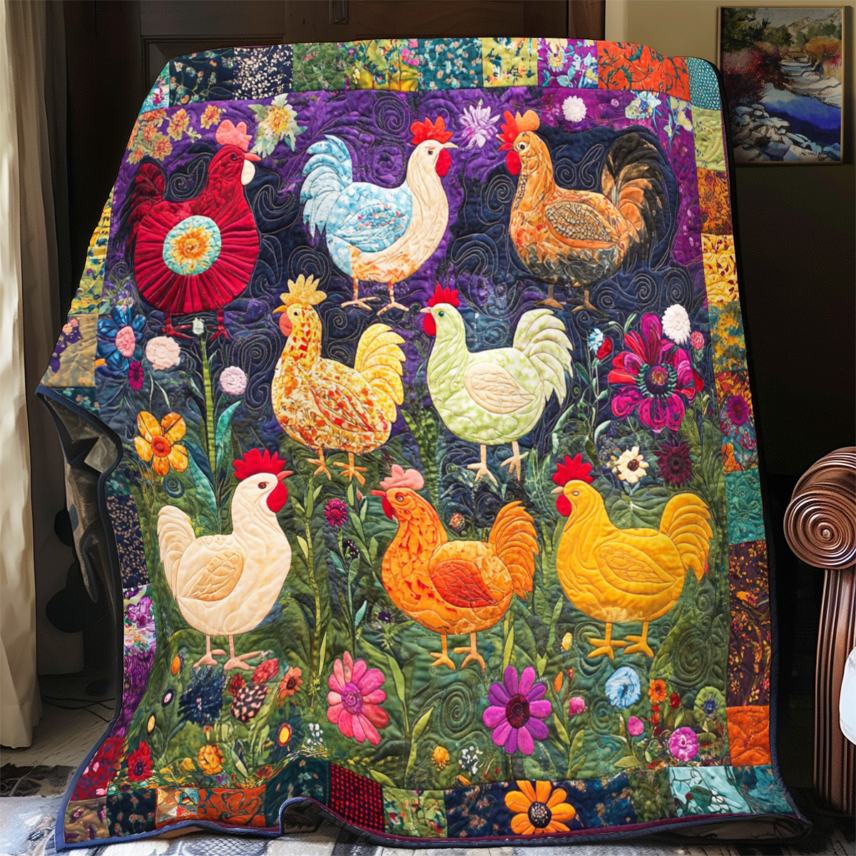 Whimsical Chicken YR2712023CL Quilt