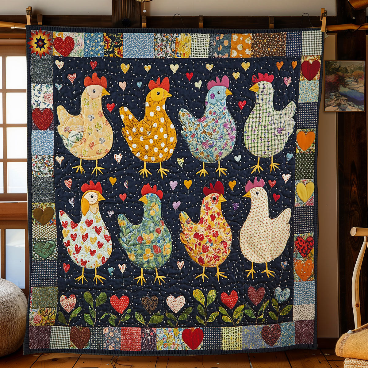 Hen Family WY2512013CL Quilt