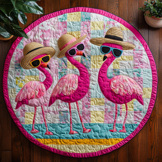 Summer Flamingo CM2005033CL Quilted Round Mat