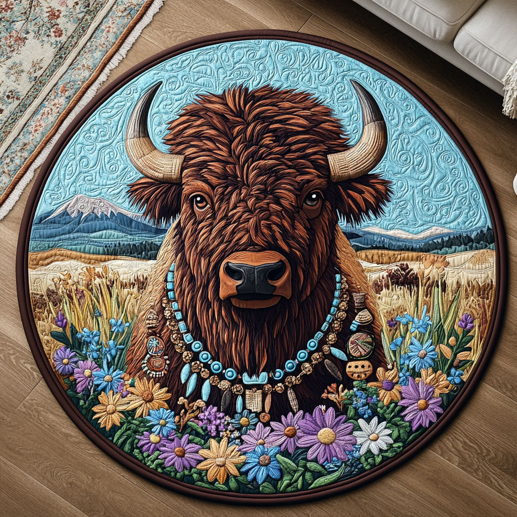 Bison's Beaded Bloom LT2511026CL Quilted Round Mat