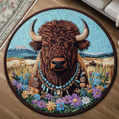 Bison's Beaded Bloom LT2511026CL Quilted Round Mat