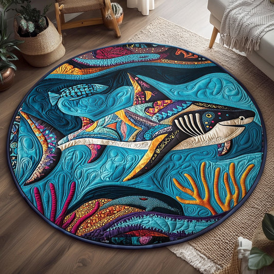Whimsical Shark WJ1305032CL Quilted Round Mat