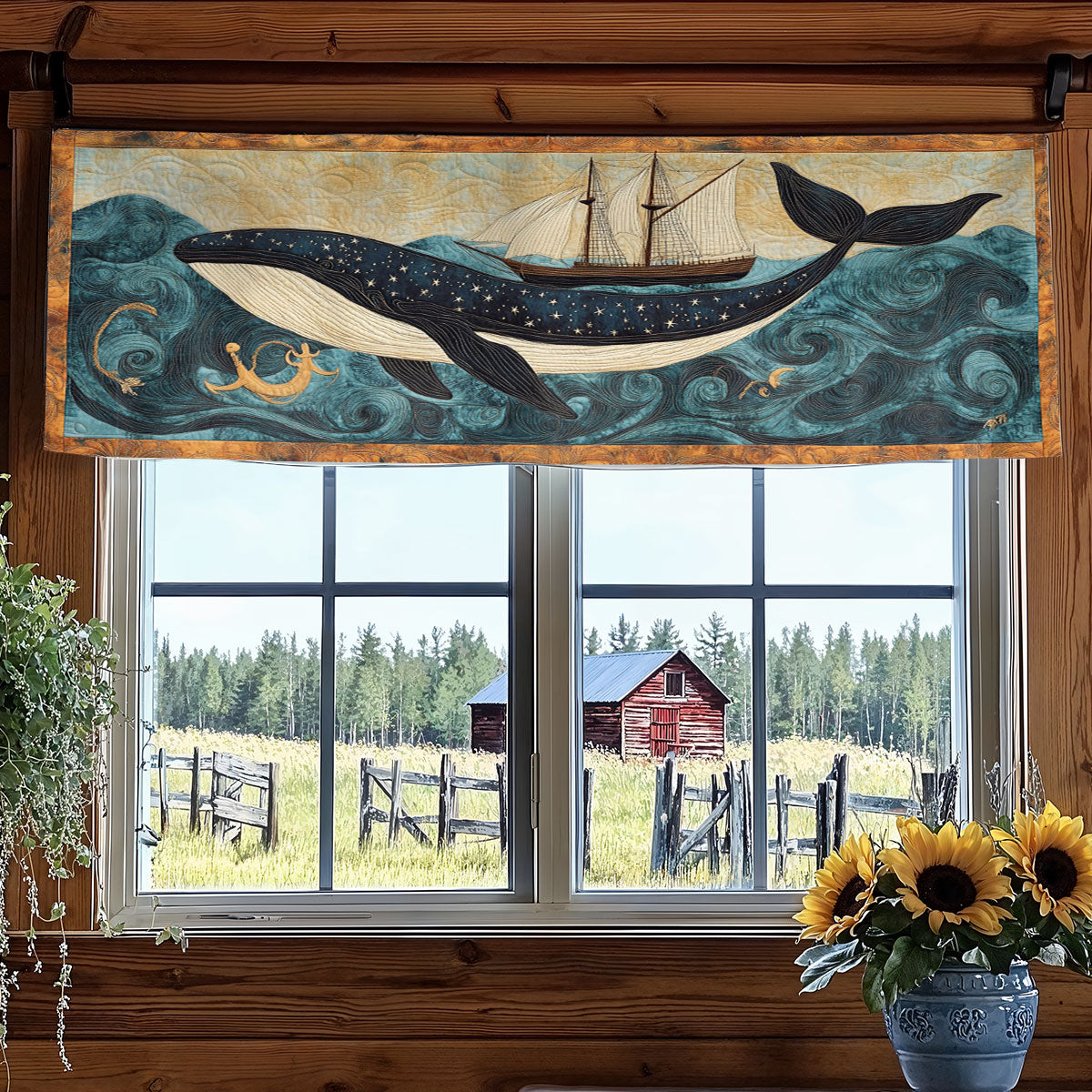 Whale Over Tides WN1607058CL Quilted Valance