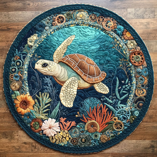 Turtle Anchor WN2406056CL Quilted Round Mat