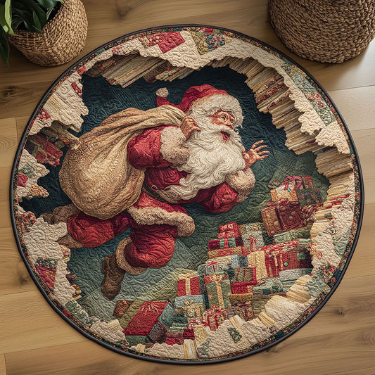 Santa Festive WN2609044CL Quilted Round Mat