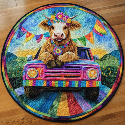 Peace Circle Of Cow LT1911029CL Quilted Round Mat