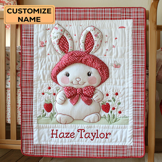 Bunny In Red WN1807015CL Personalized Baby Quilt