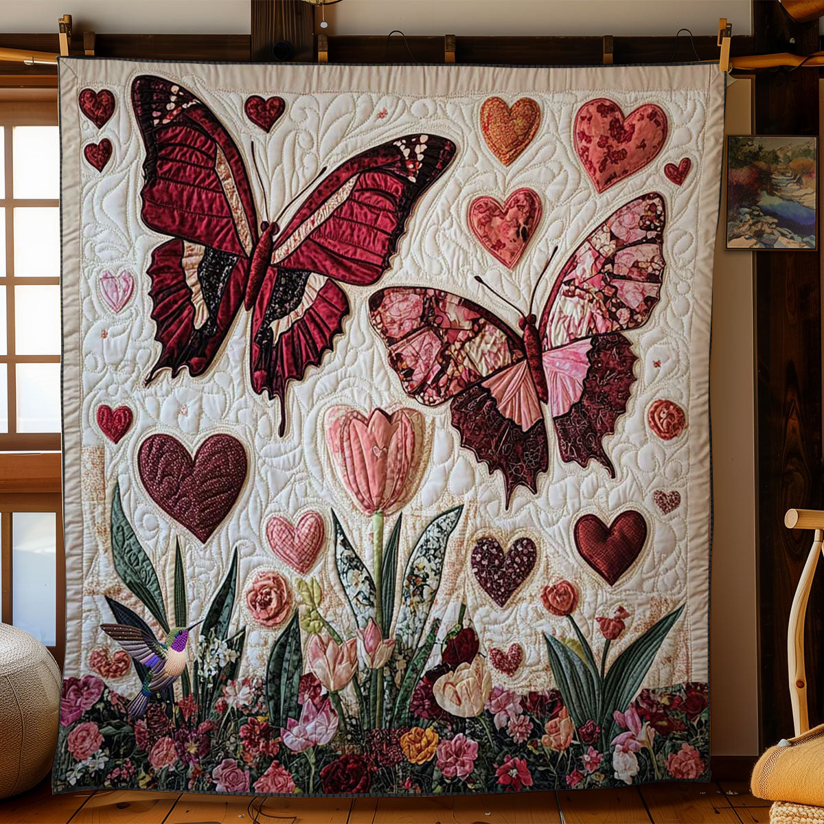 Heartful Butterflies WN0712009CL Quilt