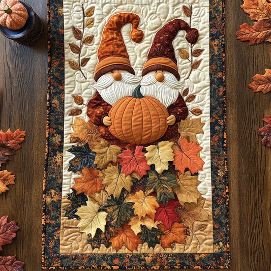 Gnome And Giant Pumpkin WN3007047CL Quilted Table Runner
