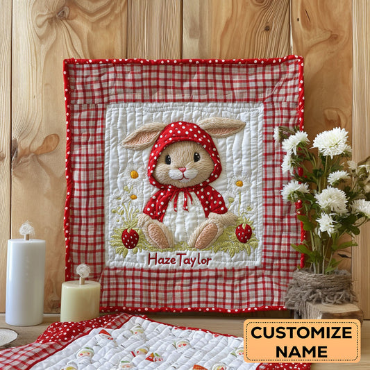 Dottie Red Bunny WN1807036CL Personalized Baby Quilt