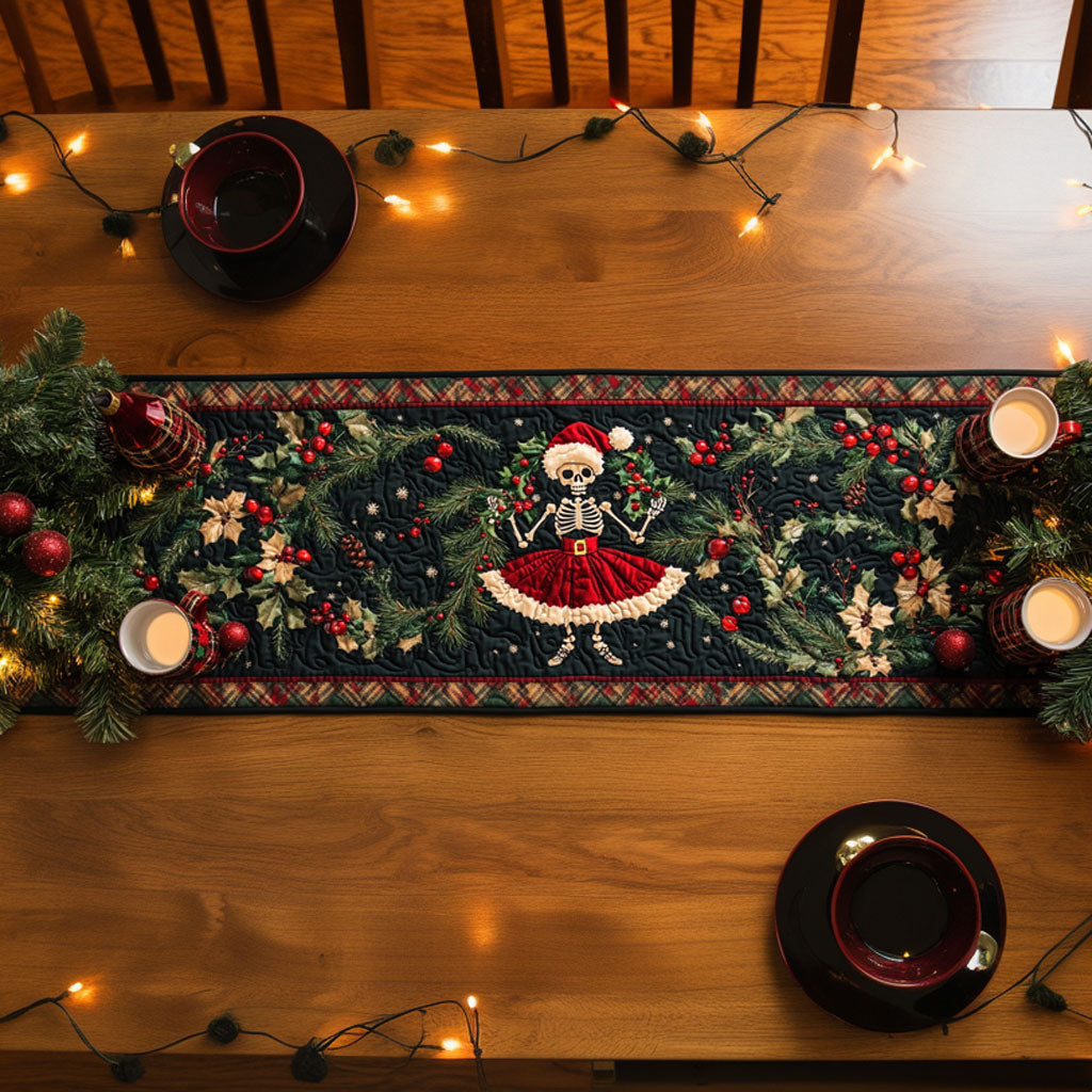 Holly Jolly Skeleton WN1107035CL Quilted Table Runner