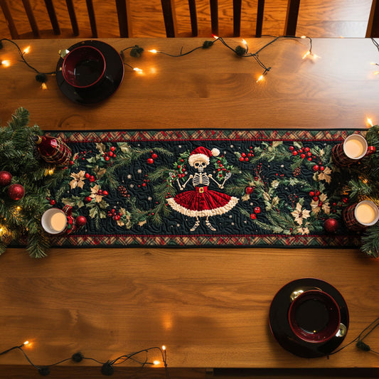 Holly Jolly Skeleton WN1107035CL Quilted Table Runner