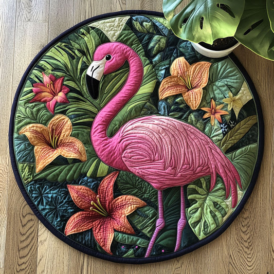 Tropical Flamingo CW3004069CL Quilted Round Mat