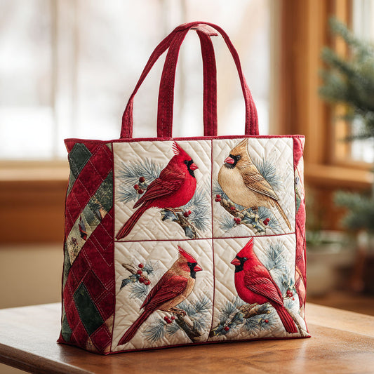 Snowy Cardinal CW0711019CL Quilted Tote Bag