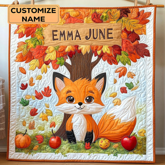Foxy In The Fall WY0108016CL Personalized Baby Quilt