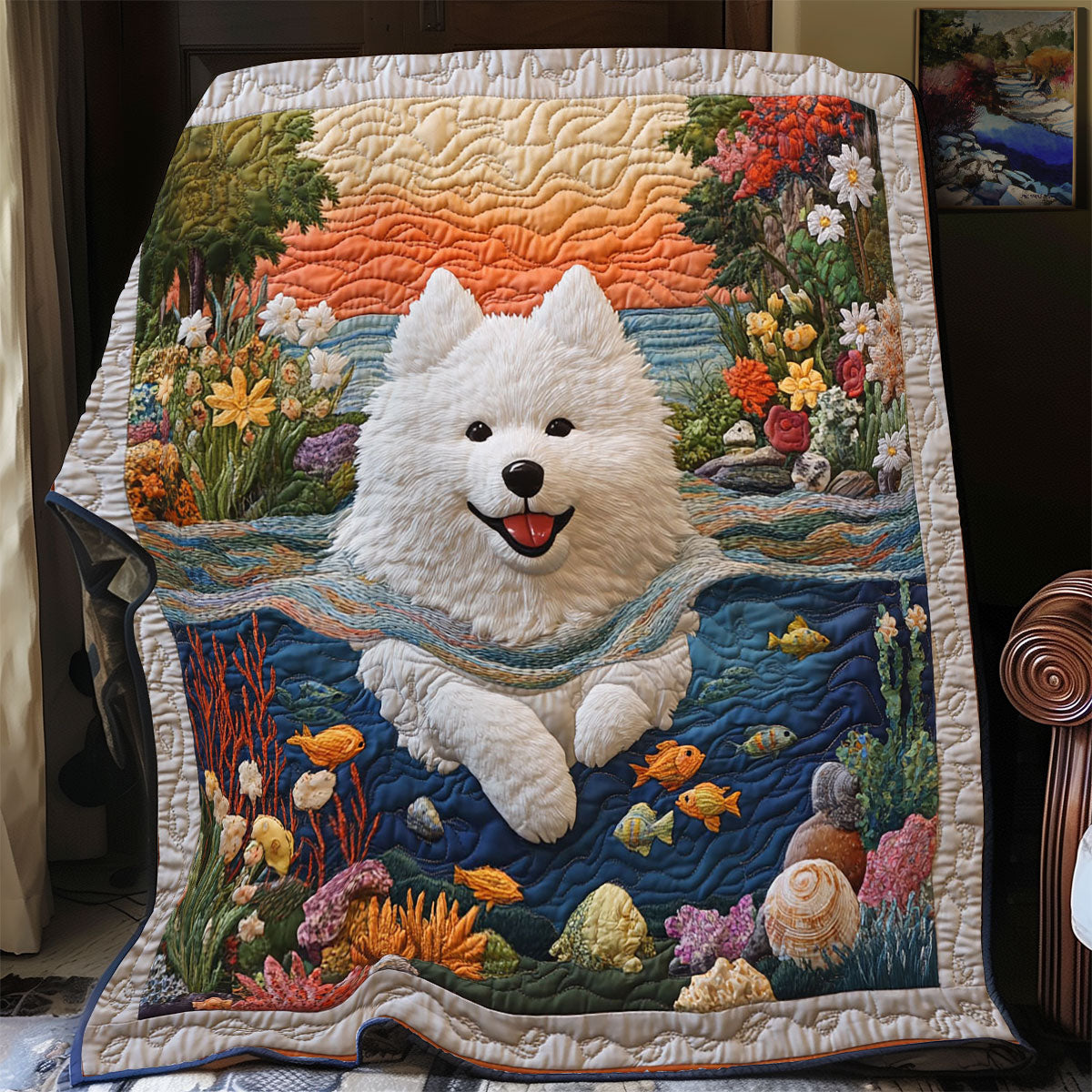 Playful Samoyed CP0207044CL Quilt