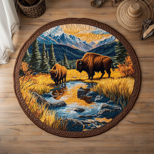Buffalo Spirit Valley WY3006017CL Quilted Round Mat