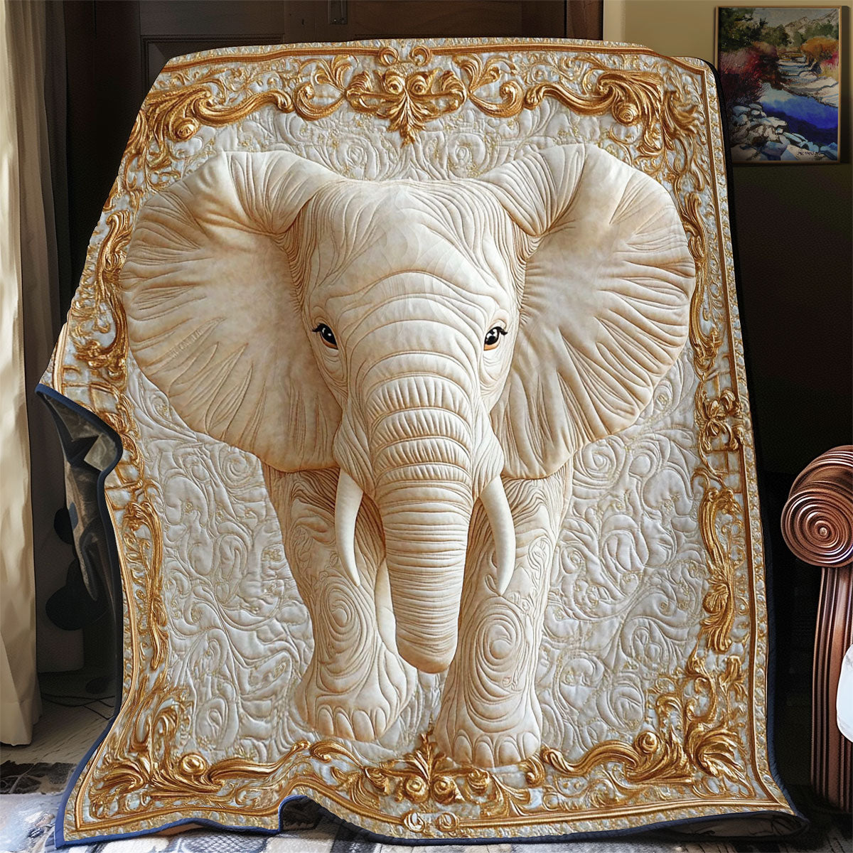 Gold White Elephant WY2101058CL Quilt