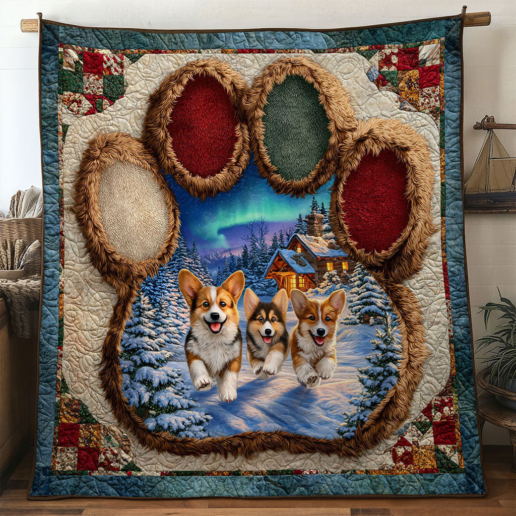 Frosty Night Corgi Paw WN0611047CL Quilt