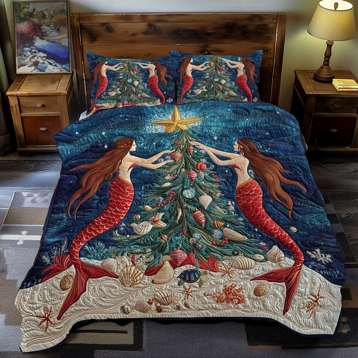 Mermaid Christmas Tree WY0312074CL Duvet Cover Set
