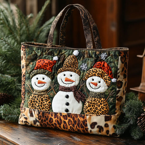 Plaid Family Snowman WN1411106CL Quilted Tote Bag