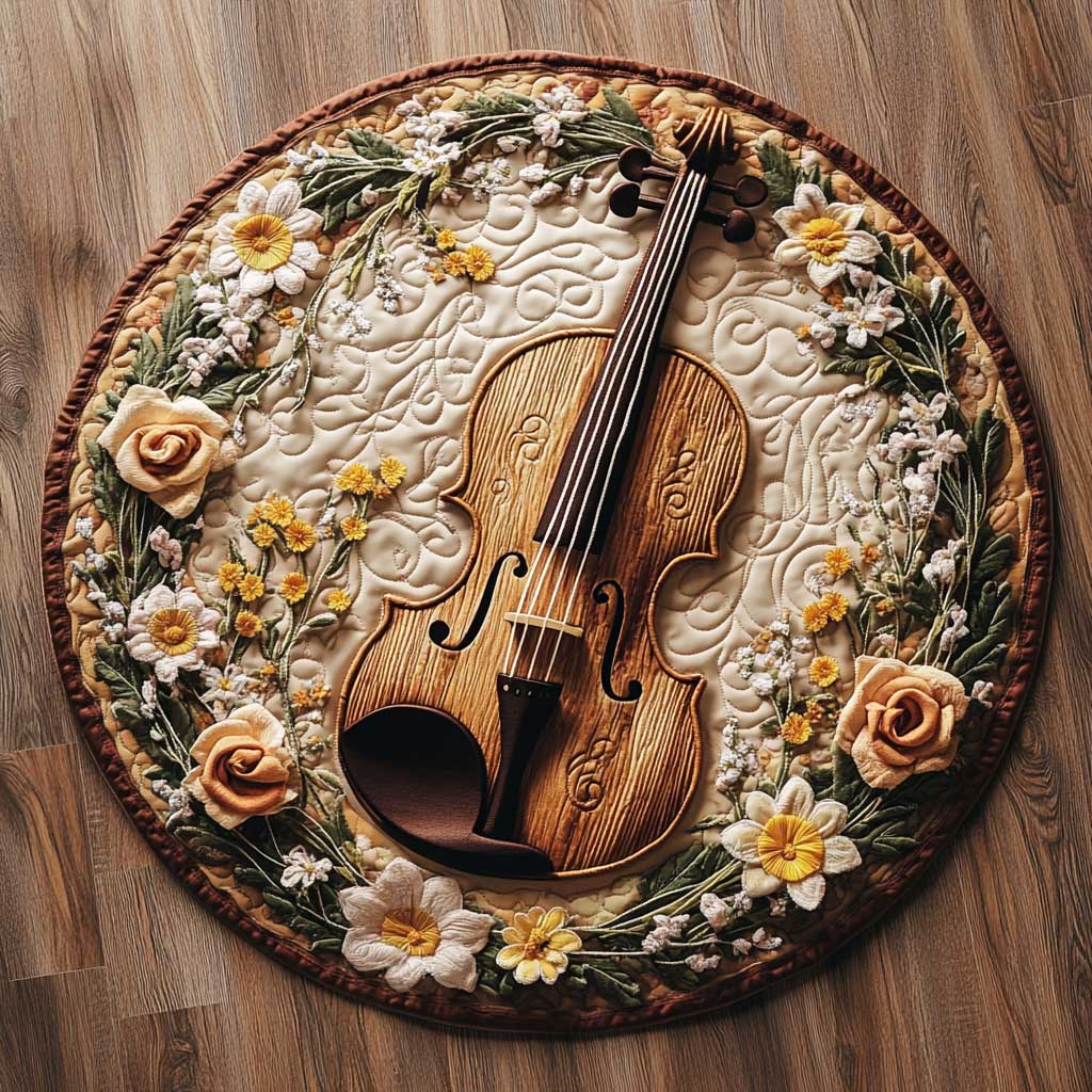 Violin Art CQ2205007CL Quilted Round Mat