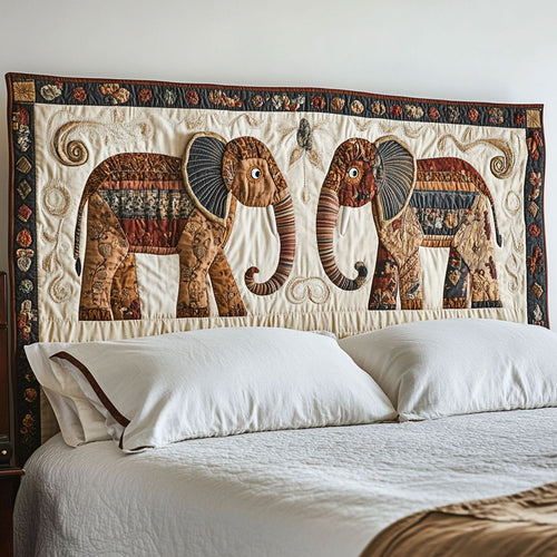 Tribal Elephants CP1712030CL Quilted Headboard Slipcover
