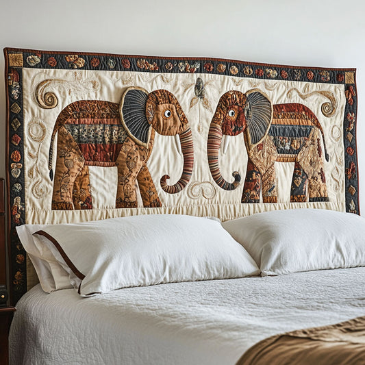 Tribal Elephants CP1712030CL Quilted Headboard Slipcover