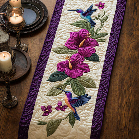 Hummingbird Flower CW3105623CL Quilted Table Runner