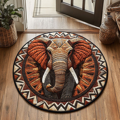 Brown Elephant WX2605007CL Quilted Round Mat