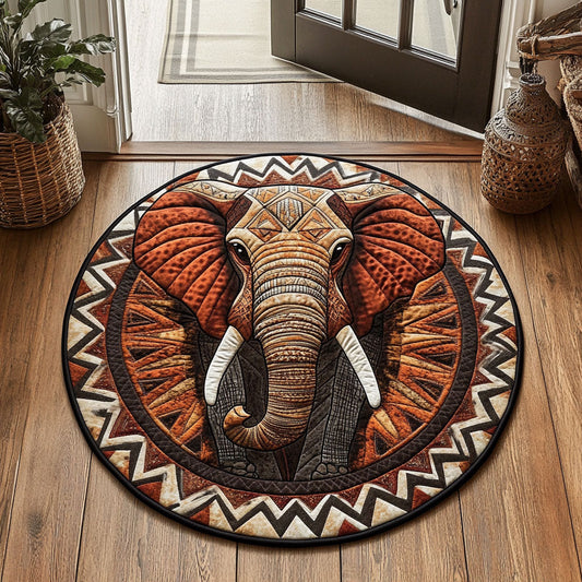 Brown Elephant WX2605007CL Quilted Round Mat