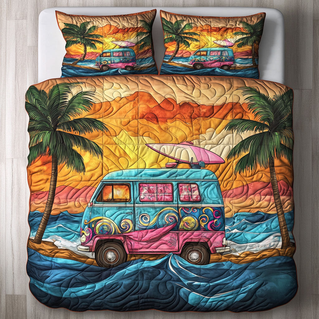 Camping Van In Sunset WY13072CL Duvet Cover Set