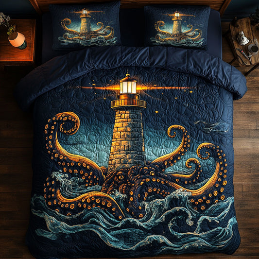 Octopus Lighthouse In Wave WY0406018CL Duvet Cover Set