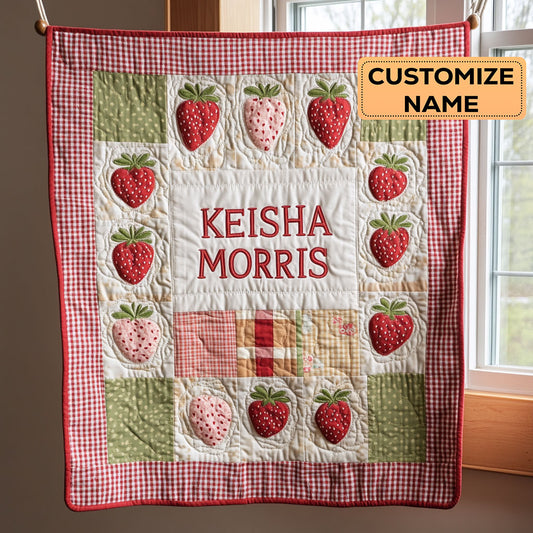 Strawberry Kiss CP1807059CL Personalized Baby Quilt