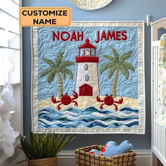 Tropical Lighthouse WY3007018CL Personalized Baby Quilt