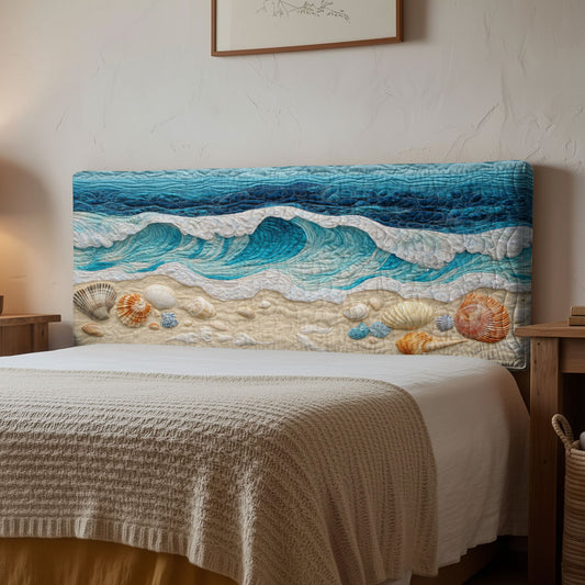 Ocean Shells CP1112065CL Quilted Headboard Slipcover