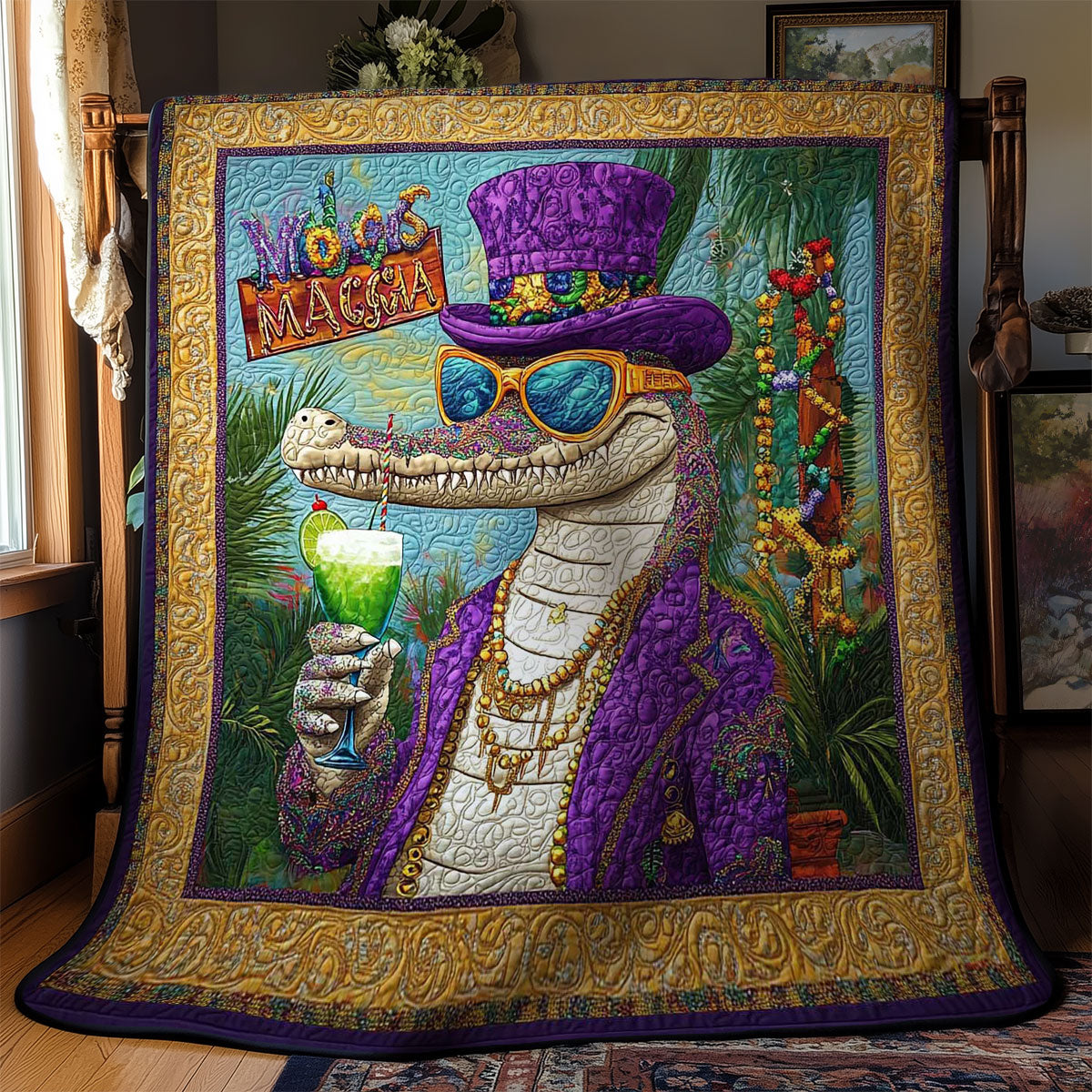 Mardi Gras Crocodile WN1403073CL Quilt