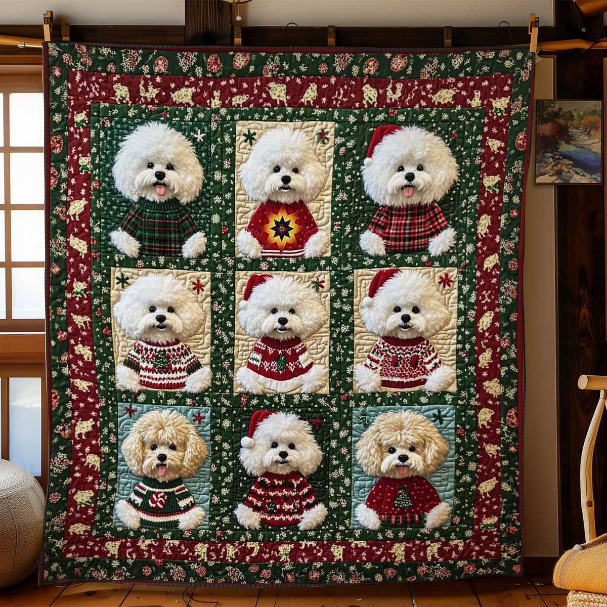 Bichon Frise Winter Snuggles WN0511017CL Quilt