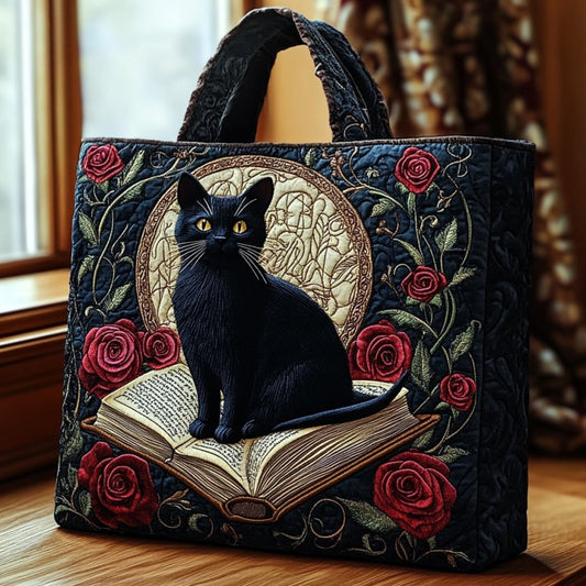 Mystic Tome Cat XR0110003CL Quilted Tote Bag