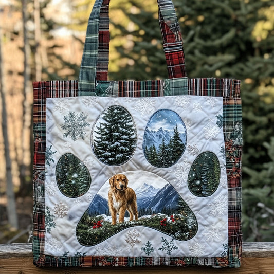 Highland Glow Golden Retriever Paw WN0611061CL Quilted Tote Bag