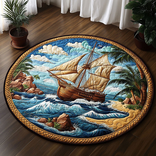 The Nautical Drift CM1705011CL Quilted Round Mat