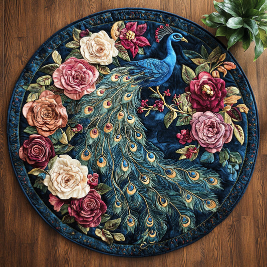 Peacock Embrace CM0905026CL Quilted Round Mat