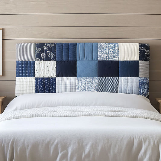 Denim Patchwork QA1912006CL Quilted Headboard Slipcover