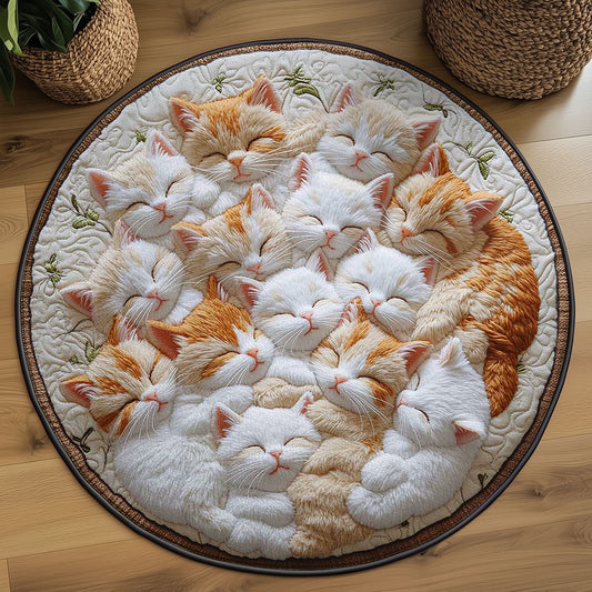 Warm Cat Hug WN2203094CL Quilted Round Mat