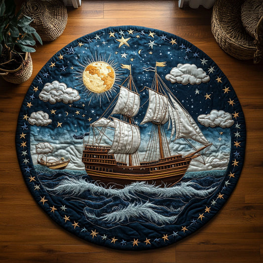 Sailboat Under Moon WY0107008CL Quilted Round Mat