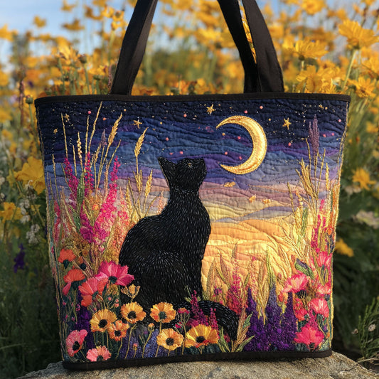 Cat Over Flowers CW2909002CL Quilted Tote Bag