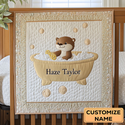 Happy Otter Bubbles WN2507038CL Personalized Baby Quilt