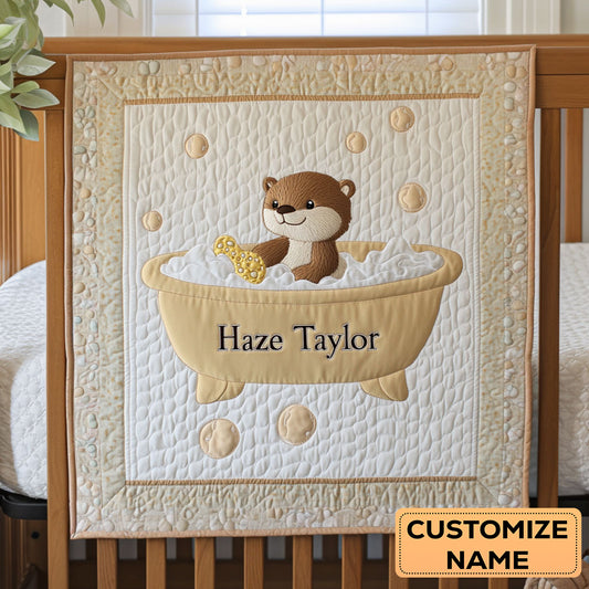 Happy Otter Bubbles WN2507038CL Personalized Baby Quilt